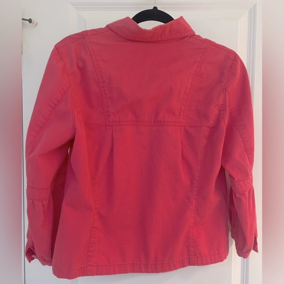 Etcetera Hot Pink Jacket Womens Size 6 Summer Ribbon Button Detail Puff Sleeves - Picture 3 of 3